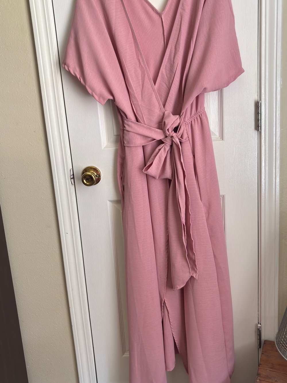 Blush Pink Wrap Jumpsuit with Waist Tie